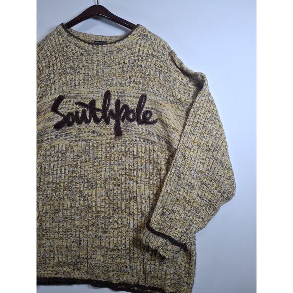 VTG Southpole sweater mens sz XXL Pull over southpole spell out brown tan - Picture 3 of 5